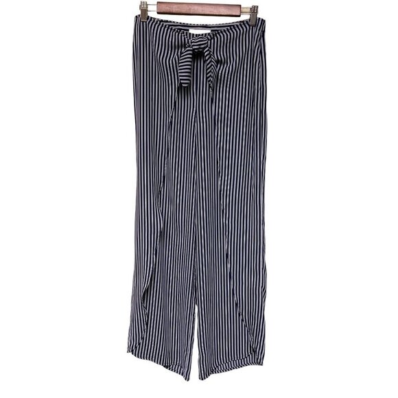 Michael Kors Wrap Front Blue Stripe Pants Flowing Women's Size Medium - Picture 1 of 9